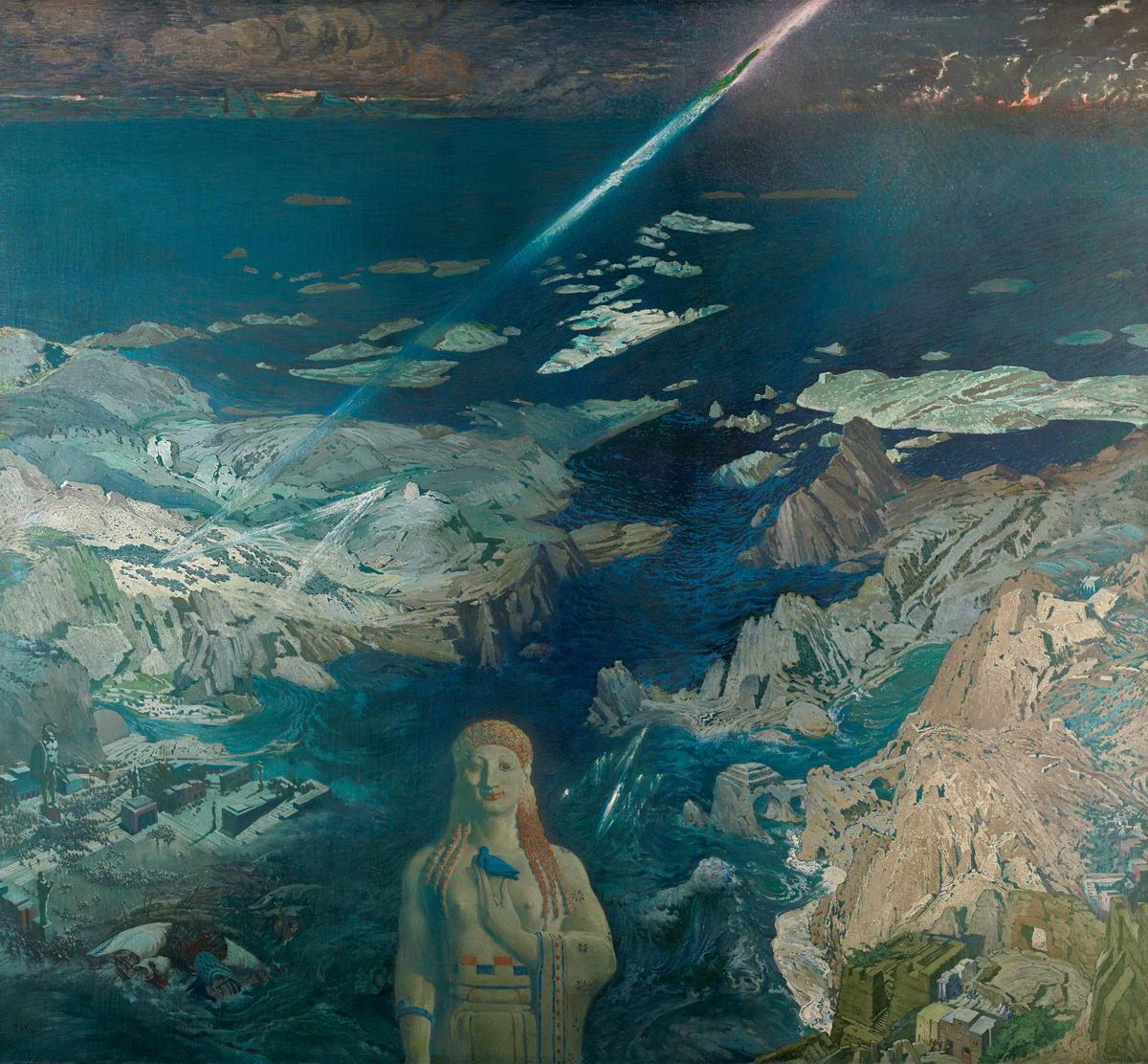 Древний ужас (Terror Antiquus), Léon Bakst, Ivan Bilibin, Leonid Brailovskii, Sergei Chekhonin, L. E. Chirikov, Natalia Goncharova, Boris Grigor'ev, Boris Kustodiev, Mikhail Larionov, Georgi Shlikht, 1908