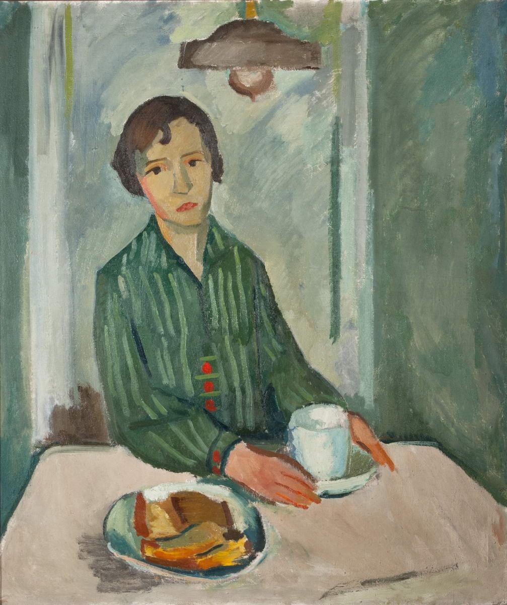 Женщина за столом, Aleksandr Isaakovich Rusakov, 1929