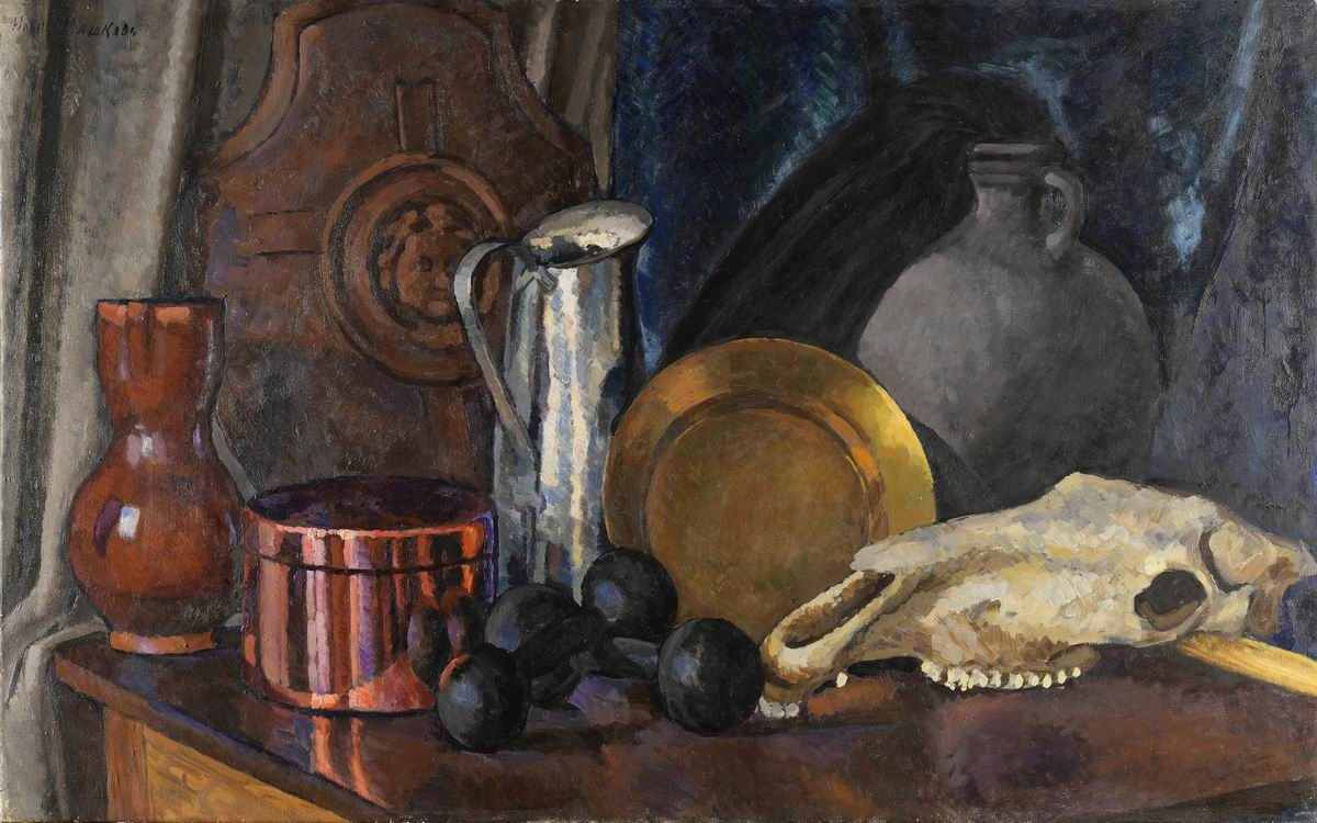 Натюрморт с лошадиным черепом, Ilya Mashkov, 1914