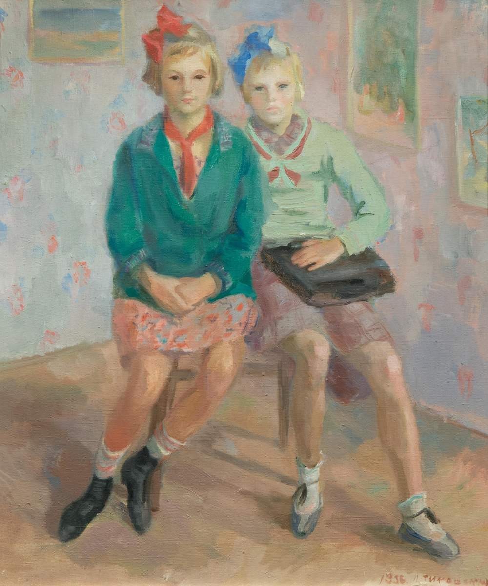 Две девочки-школьницы, Lidiya Timoshenko, 1936
