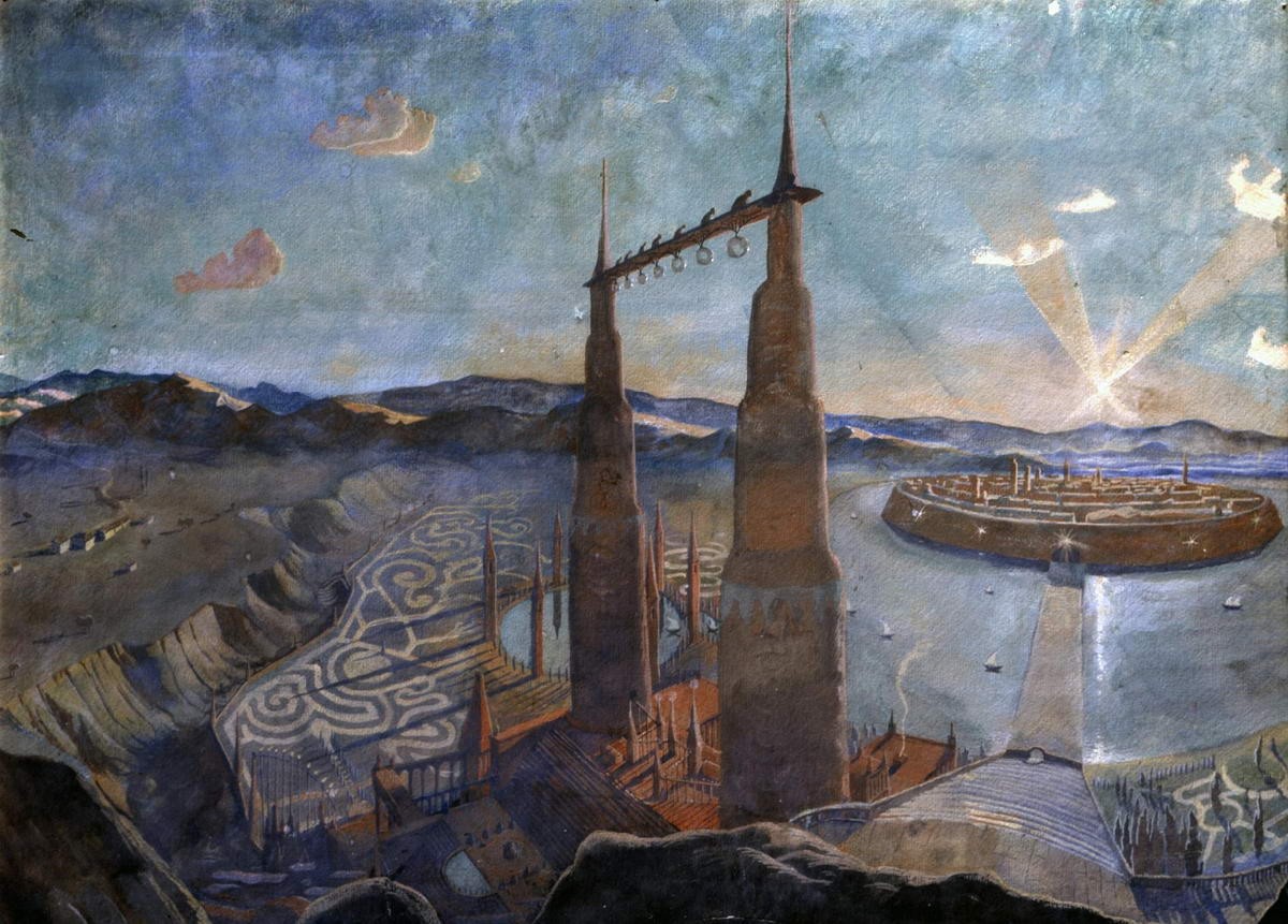 Закат, Nicola Benois, 1917