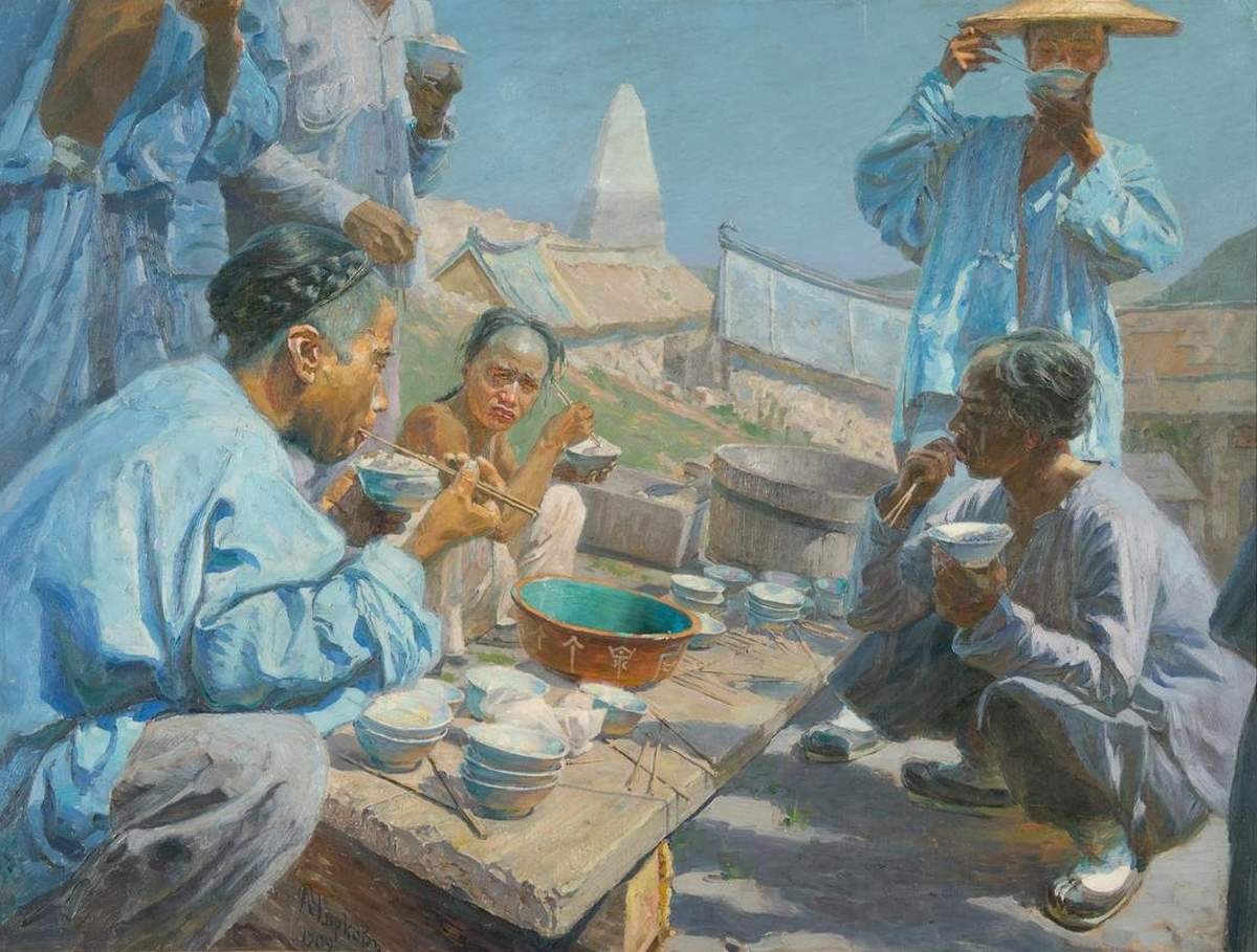Обед китайских рабочих, Alexander Innokentevich Chirkov, 1902