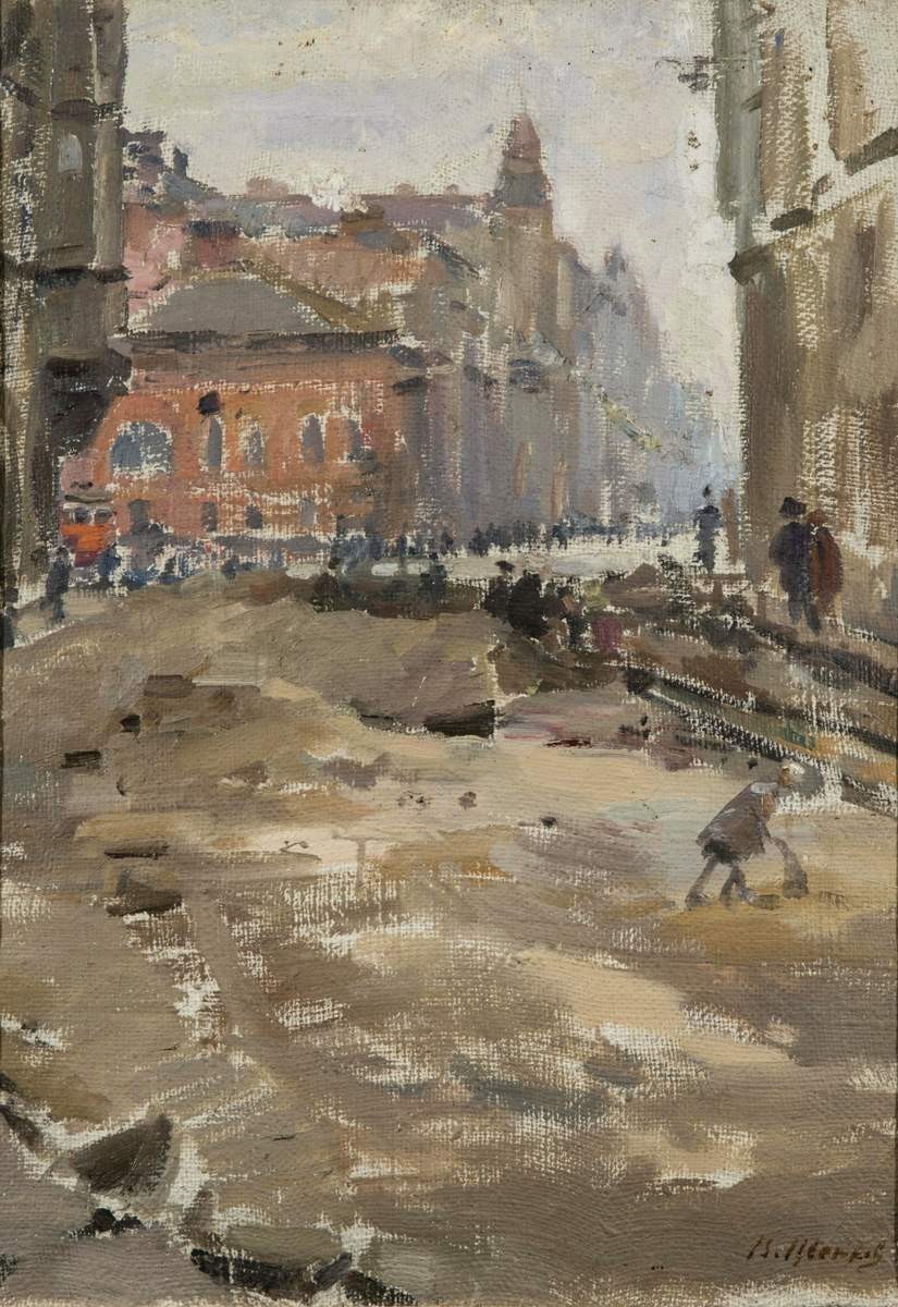 Вид на площадь Льва Толстого в дни блокады, Viktor Alexandrovich Tsvetkov, 1942