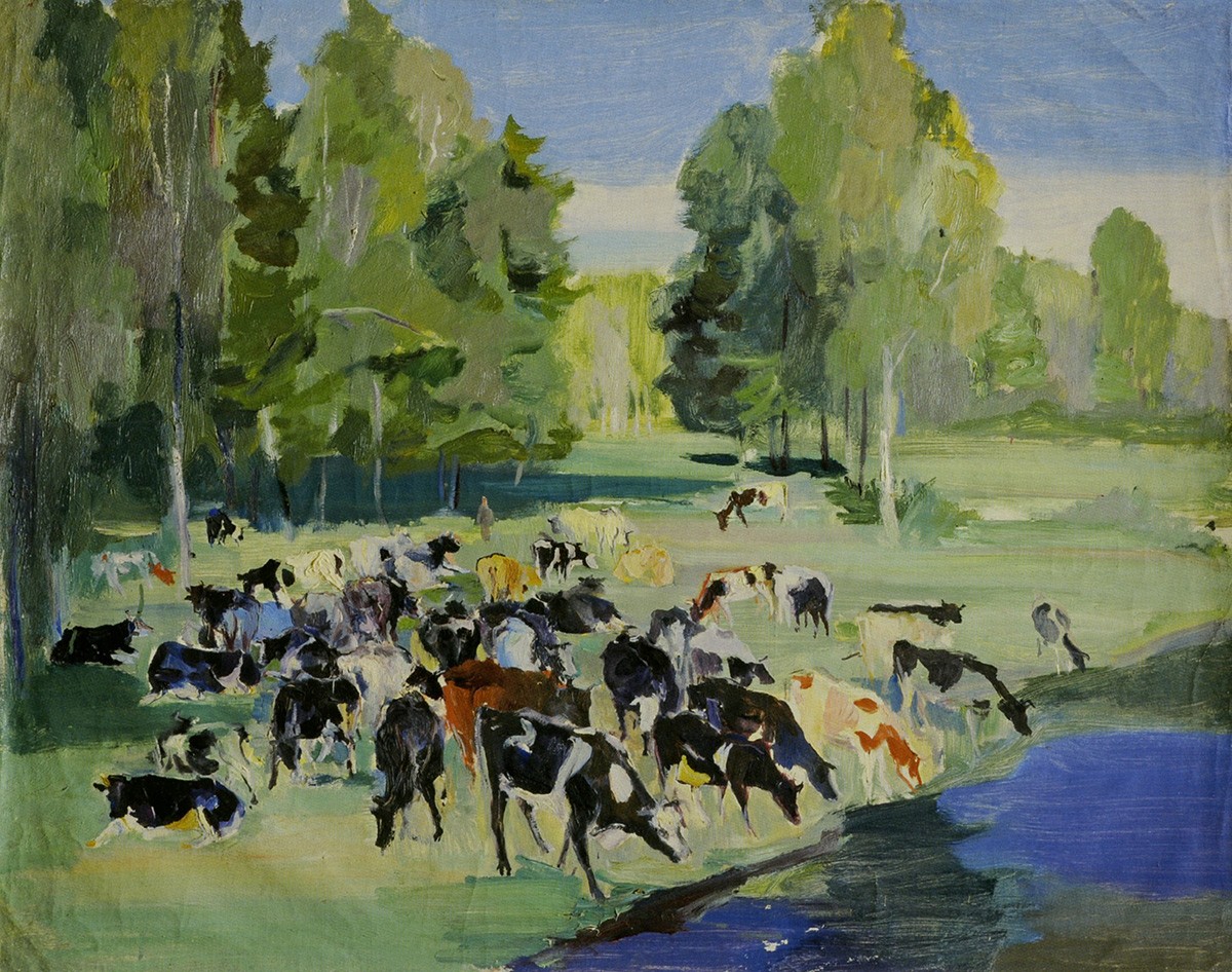 Этюд с коровами. Мариенбург, Vyacheslav Pakulin, 1937