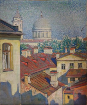 Вид из окна мастерской на церковь Святой Екатерины