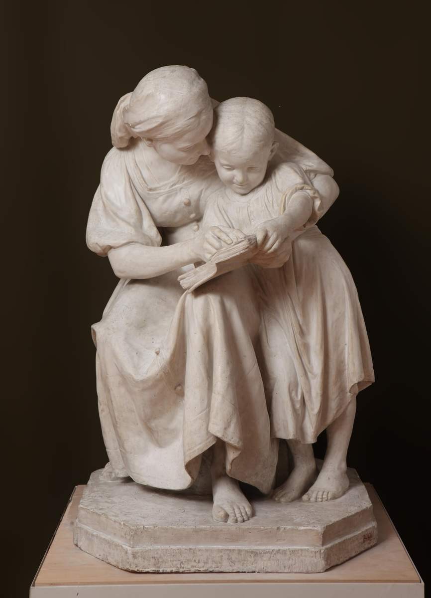 Мать, обучающая дочь грамоте, Matthew Chizhov, 1873