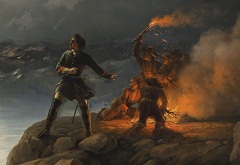 Петр I при Красной Горке, зажигающий костер на берегу для подачи сигнала гибнущим судам своим